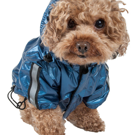 Pet Life ® 'Reflecta-Sport' Multi-Adjustable Reflective Weather-Proof Dog Raincoat w/ Removable Hood