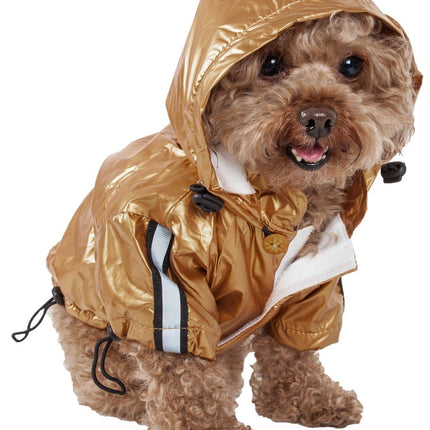 Pet Life ® 'Reflecta-Sport' Multi-Adjustable Reflective Weather-Proof Dog Raincoat w/ Removable Hood