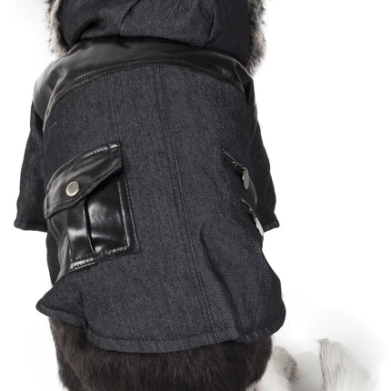 Pet Life ® 'Ruff-Choppered' Denim Fashioned Wool Dog Coat Jacket