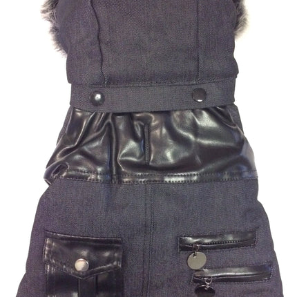 Pet Life ® 'Ruff-Choppered' Denim Fashioned Wool Dog Coat Jacket