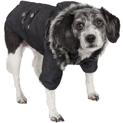 Pet Life ® 'Ruff-Choppered' Denim Fashioned Wool Dog Coat Jacket