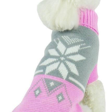 Pet Life ® Snow Flake Cable-Knitted Ribbed Fashion Turtle Neck Dog Sweater
