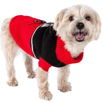 Pet Life ® Snow Flake Cable-Knitted Ribbed Fashion Turtle Neck Dog Sweater