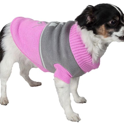 Pet Life ® Snow Flake Cable-Knitted Ribbed Fashion Turtle Neck Dog Sweater