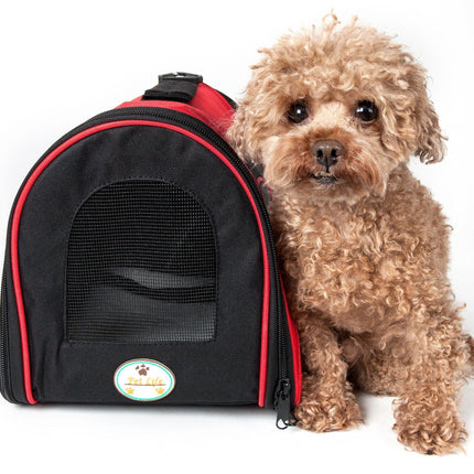 Pet Life ® Sporty Mesh Airline Approved Zippered Folding Collapsible Travel Pet Dog Carrier