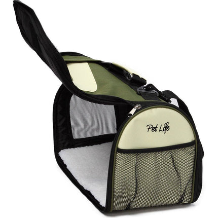 Pet Life ® Sporty Mesh Airline Approved Zippered Folding Collapsible Travel Pet Dog Carrier