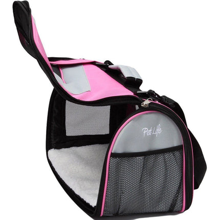 Pet Life ® Sporty Mesh Airline Approved Zippered Folding Collapsible Travel Pet Dog Carrier