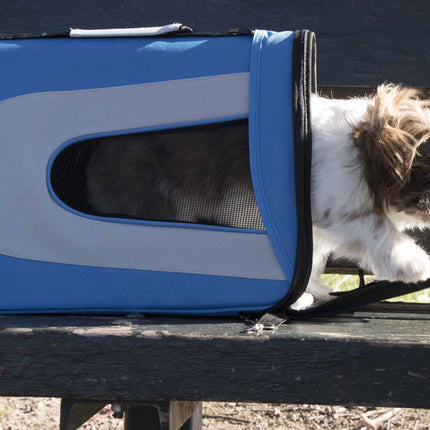 Pet Life ® Sporty Mesh Airline Approved Zippered Folding Collapsible Travel Pet Dog Carrier