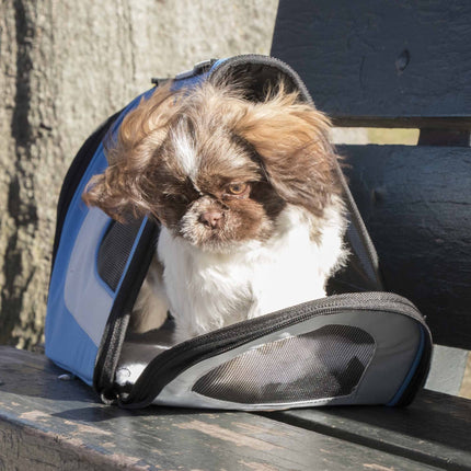 Pet Life ® Sporty Mesh Airline Approved Zippered Folding Collapsible Travel Pet Dog Carrier