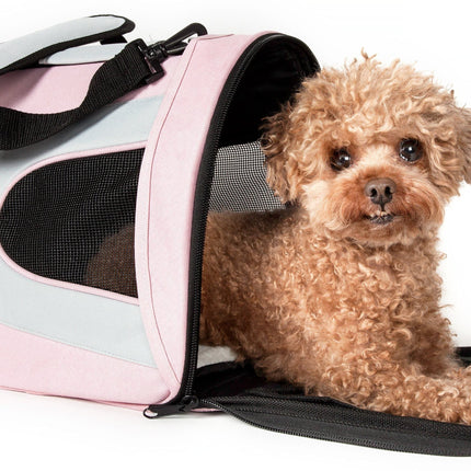 Pet Life ® Sporty Mesh Airline Approved Zippered Folding Collapsible Travel Pet Dog Carrier