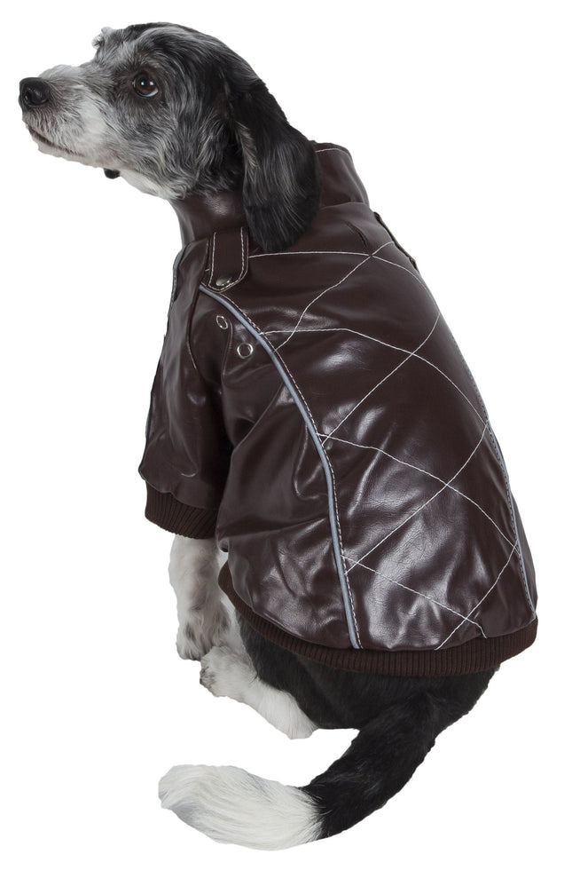 Pet Life ® 'Wuff-Rider' Fashion Suede Stitched Dog Jacket