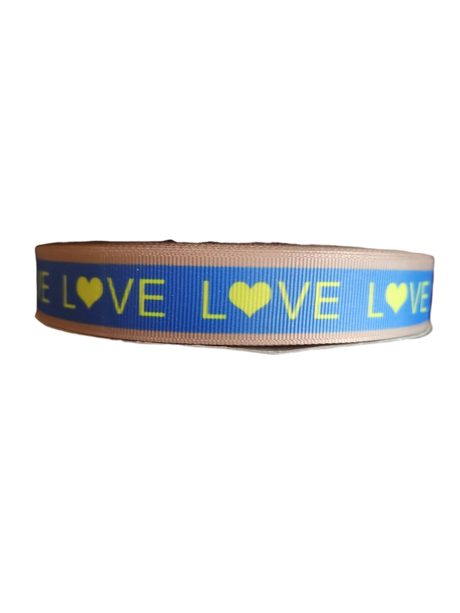 Love Blue Yellow Heart Nylon Dog Collar