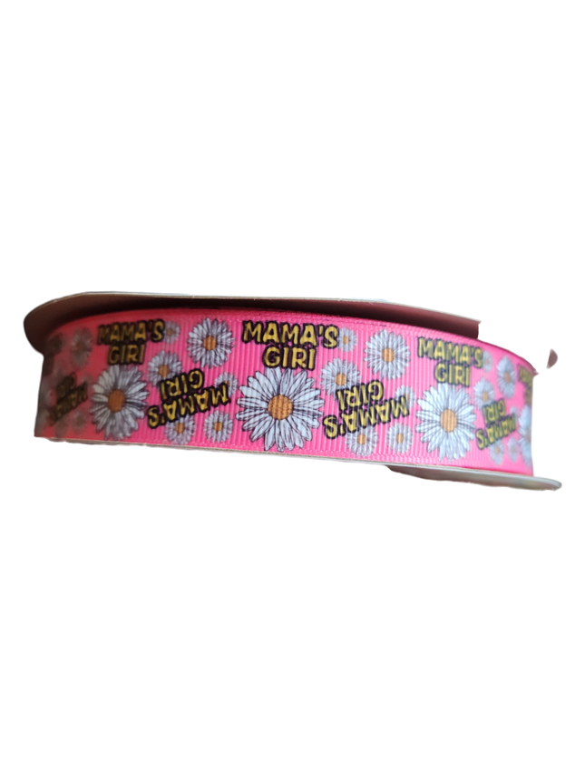 Mama's Girl Pink Flower Nylon Dog Collar