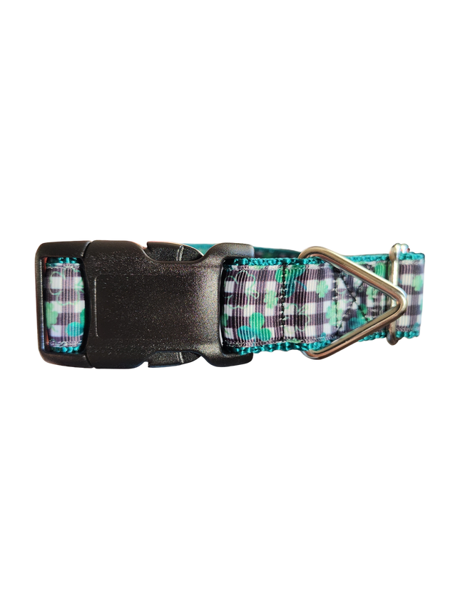 Gingham Clover Nylon Dog Collar