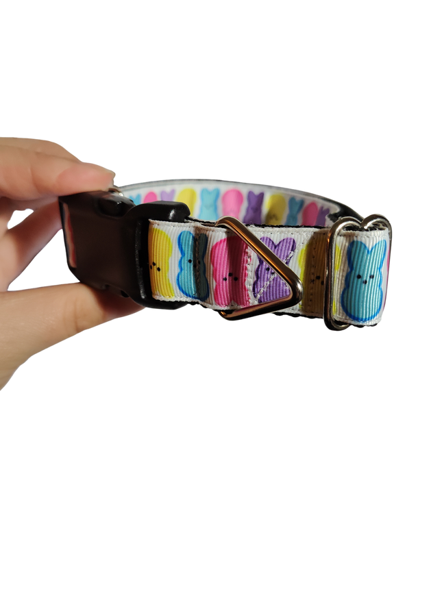 Rainbow Bunny Easter Nylon Dog Collar
