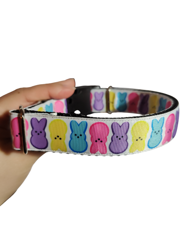 Rainbow Bunny Easter Nylon Dog Collar