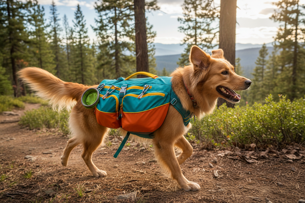 show dog with dog rucksacks